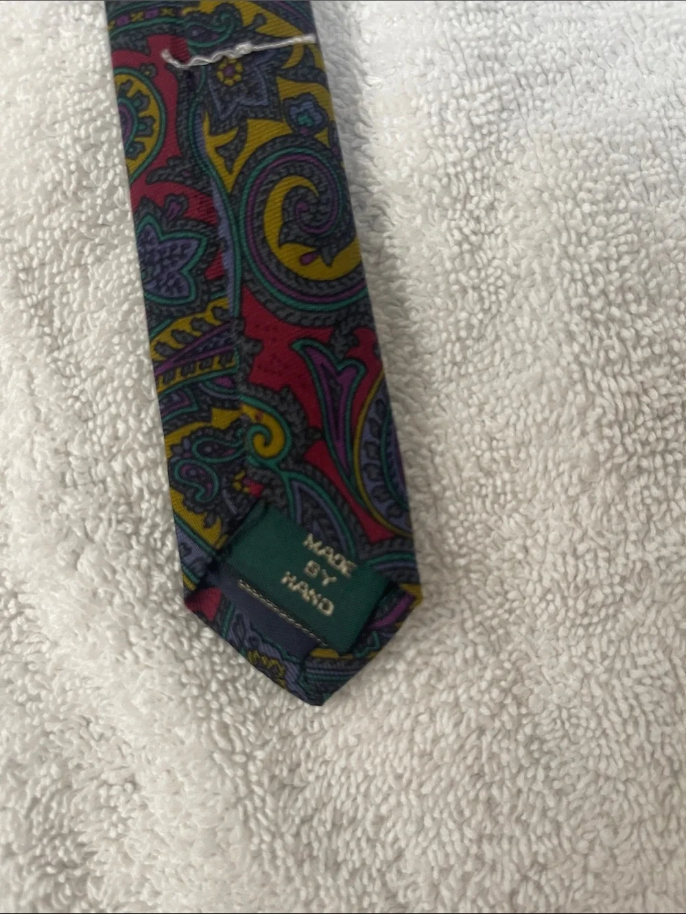 J. Crew Navy Paisley Tie with Red & Gold Motif